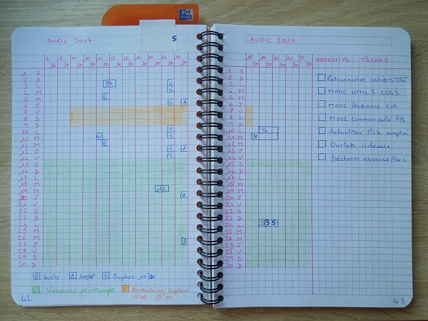 Planning mensuel bullet journal